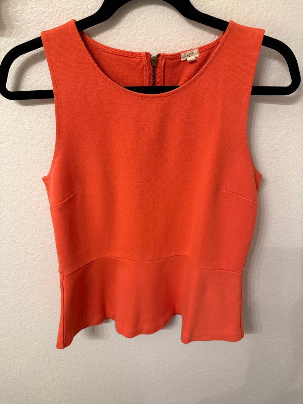 J. Crew Vibrant Orange Sleeveless Peplum Tank Top